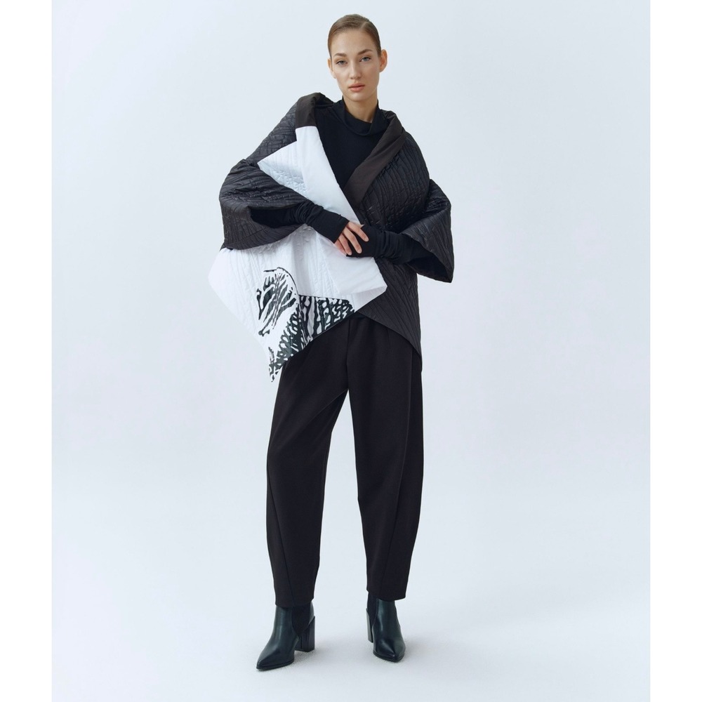 IGOR Rigel Pants Women Large Charcoal Gray Cropped Elastic Waist Barrel Balloon